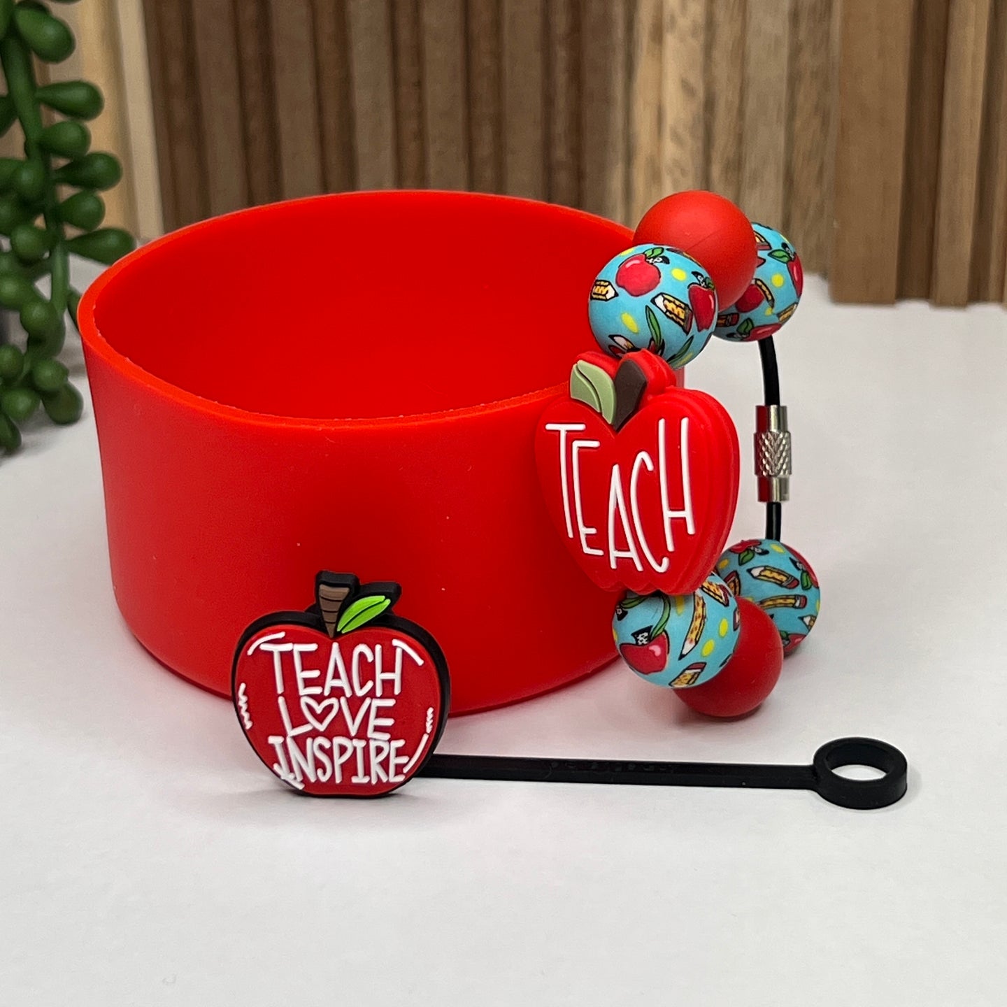 Teacher Apple Tumbler Boot, Charm & Topper Set